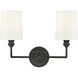 Leena 2 Light 15.25 inch Matte Black Vanity Light Wall Light